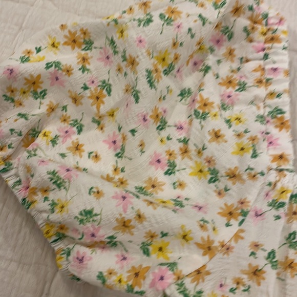 Elodie Yellow Smocked Floral Cropped Crop Top Size Medium - Picture 3 of 5